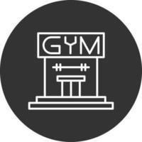 icono de línea de gimnasio invertida vector