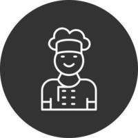 icono de línea invertida de chef vector