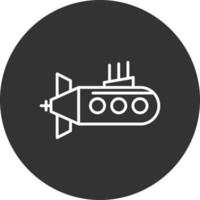 icono de línea submarina invertida vector