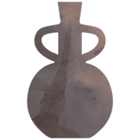 Watercolor brown boho ceramic vase png