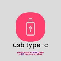 USB Type-C symbol for app icon or company logo - cut out style version 1 vector