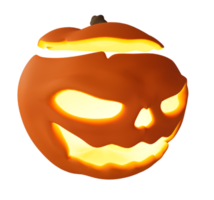 3D-illustration av halloween pumpa inuti ljus glödande, halloween bakgrund designelement png