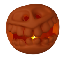 3d illustration of Halloween pumpkin inside candle glowing, Halloween background design element png