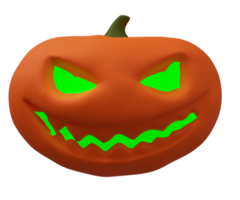 Illustration 3d de citrouille d'halloween à l'intérieur d'une bougie verte rougeoyante, élément de conception d'arrière-plan halloween png
