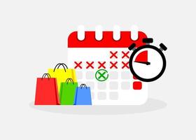 ilustración de la promoción interesante de la fecha de cuenta regresiva en el evento de compras. evento de compras en el día encerrado en un círculo. vector