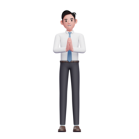 welcoming pose businessman wearing long shirt and blue tie png