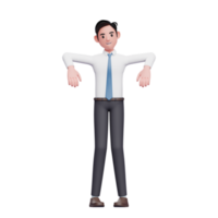 pose de marionete de empresário vestindo camisa longa e gravata azul