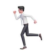 businessman running pose wearing long shirt and blue tie png