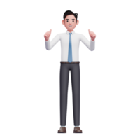 businessman wearing long shirt and blue tie give double thumbs up png