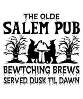 the olde salem pub bewtching brews served dusk til dawn vector