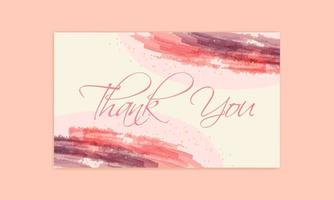 Abstract Watercolor Brush Thank You Card Free Vector