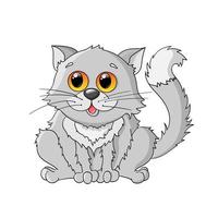 Fluffy gray cat with orange eyes vector