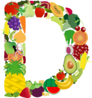 Fruits and vegetables alphabet letters png