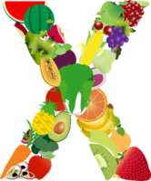 fruit en groenten alfabet letters png