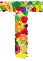 fruit en groenten alfabet letters png