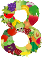 fruit en groenten alfabet letters png
