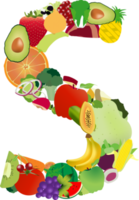 fruit en groenten alfabet letters png