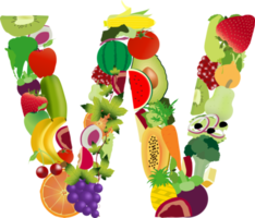 Fruits and vegetables alphabet letters png