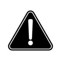 Warning black vector icon isolated on white background