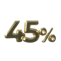 3D Gold Number 45 Percent png