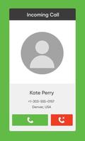 App template for the incoming call screen with icons. Phone call icons. Accept call and decline button. Green and red buttons based on user research behavior. Vector illustration.