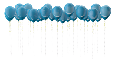 Groupe de ballons bleus isolé sur fond png