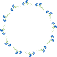 marco redondo con flores azules acianos png