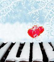 Background of snow.heart photo