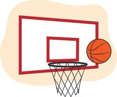 Clip Art Basketball, Hoop and Board, Hand Drawn Vector Illustration