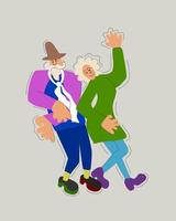 Vector isolated illustration of elderly couple in a dance.