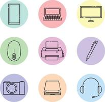 Electronic gadget and equipment simple flat icon set bundle for illustration element vector