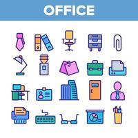 Office Job Color Elements Vector Icons Set