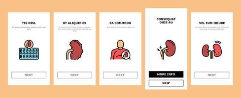 Nephritis Kidneys Onboarding Icons Set Vector