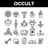 Occult, Demonic Entity Imagery Vector Linear Icons Set
