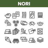 conjunto de iconos de colección de alimentos de algas nori asia vector