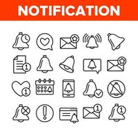 conjunto de iconos de elementos de colección de notificación vector