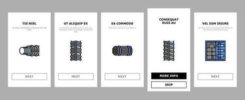 Rebar Construction Onboarding Icons Set Vector