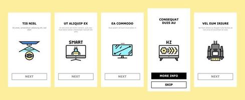 Computer Pc Monitor Onboarding Icons Set Vector