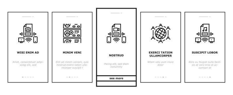 Internet Social Media Onboarding Icons Set Vector