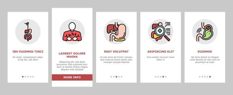 Digestion Disease And Treatment Onboarding Icons Set Vector