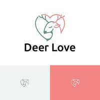 Deer Love Cute Beautiful Heart Line Logo vector