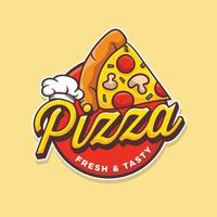 Pizza cafe logo, pizza icon, illustration vector graphic emblem pizza of perfect for fast food restaurant. Simple flat style pizza logo.