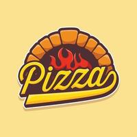 Illustration Calligraphy Pizza baked in traditional wood oven with cartoon vector design inspiration isolated