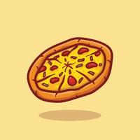 gráfico vectorial de ilustración de pizza tierna con estilo de dibujos animados dibujo a mano bueno para restaurante, camiseta, impresión, pegatina, café, logotipo, emblema, promoción, etc. vector