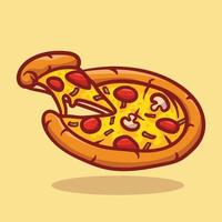 Illustration vector graphic of cute pizza with cartoon style hand draw good for restaurant, t shirt, print, sticker, cafe, logo, emblem, promotion etc