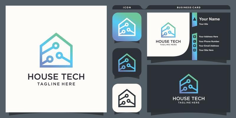 House tech logo design for business and technology Premium Vector