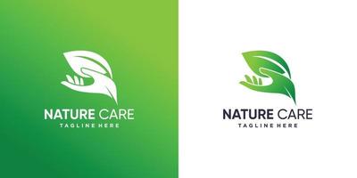 logotipo de cuidado de la naturaleza con vector premium de concepto moderno