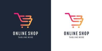 Online shop logo with modern concept for business Premium Vector