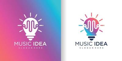 logotipo de bombilla con vector premium de concepto de diseño de música