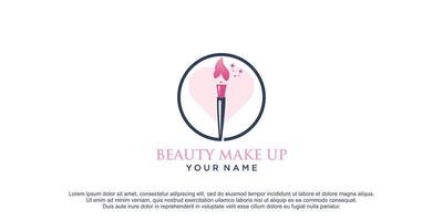 diseño de logotipo de maquillaje con vector premium de mujer de belleza